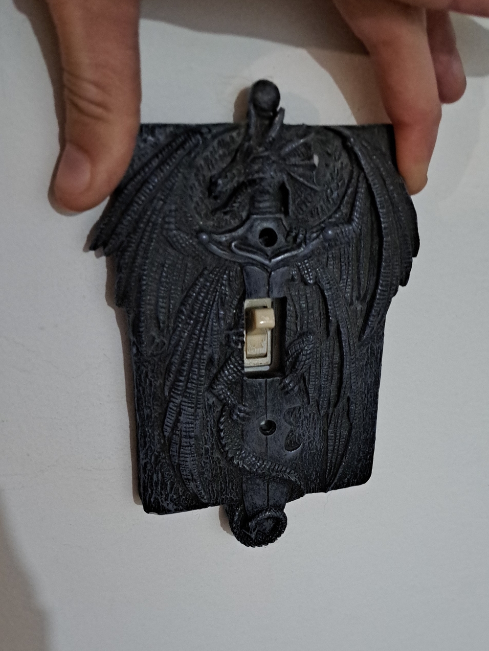 Black Dragon Wing Decorative Light Switch Cover -whimsigoth. Goth Fairycore
